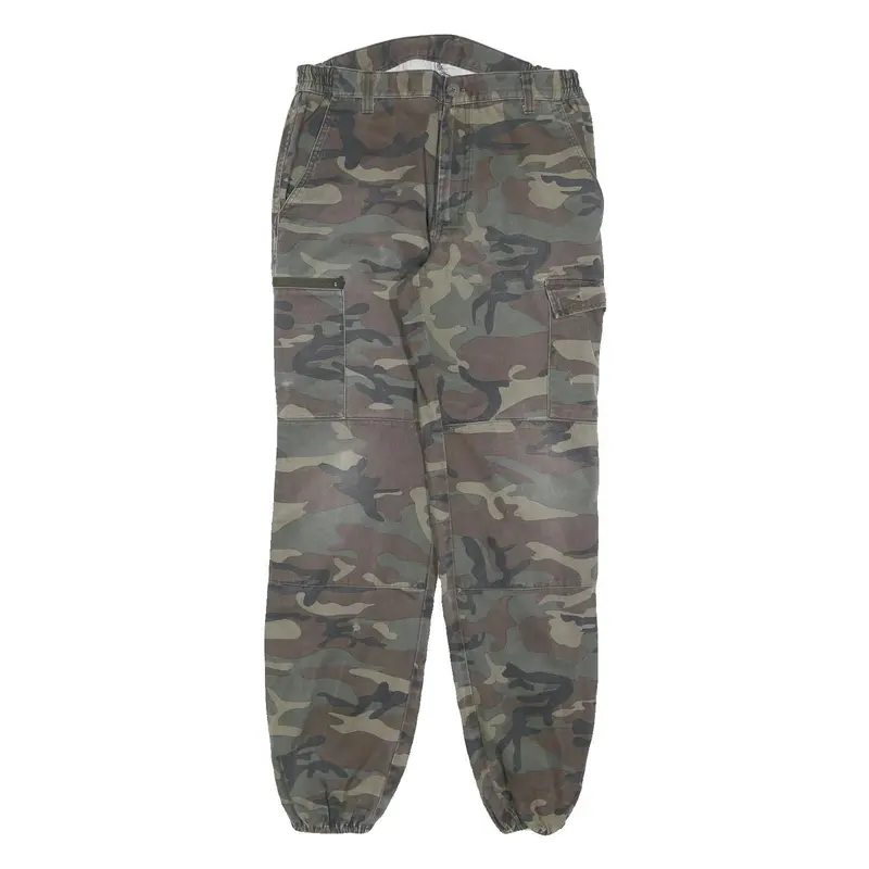 Solognac Mens Cotton Blend Green Camouflage Regular Tapered Trousers W32 L32 1