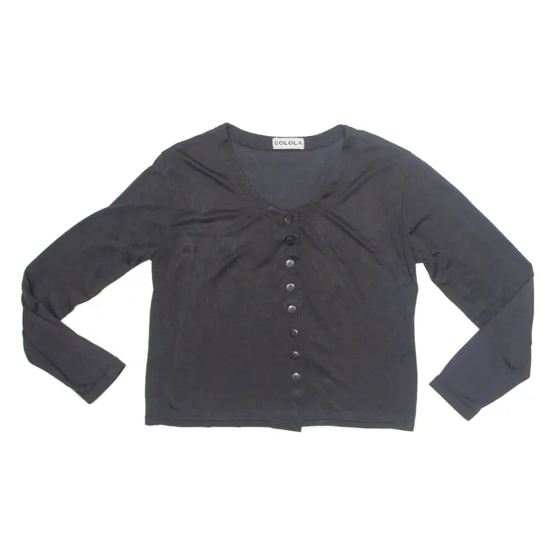 Solola Button Up Womens Blouse Black Long Sleeve M 1