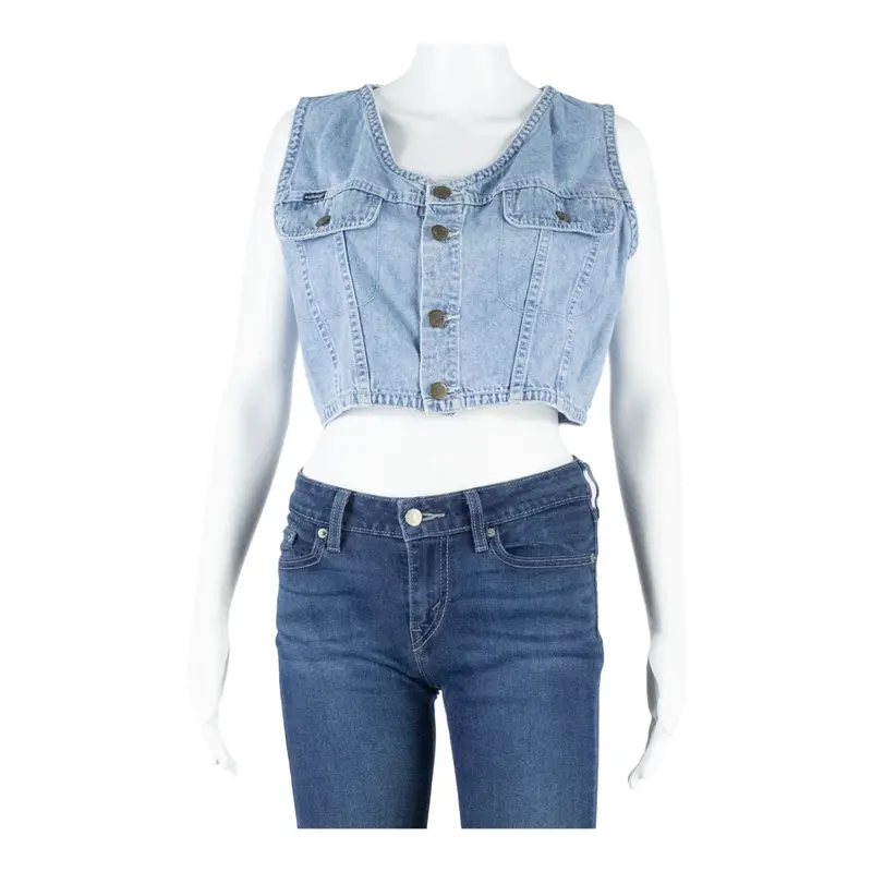 Solong Womens Cropped Waistcoat Blue S 1