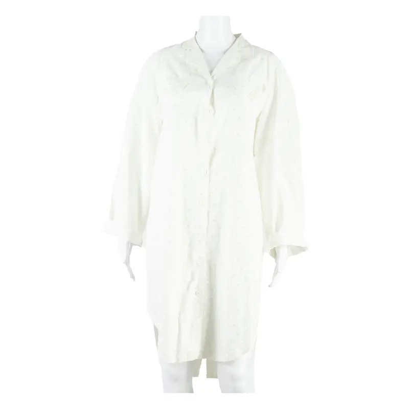 Solveig Womens Shirt Dress White 90S Spotted Long Sleeve Knee Length L 1