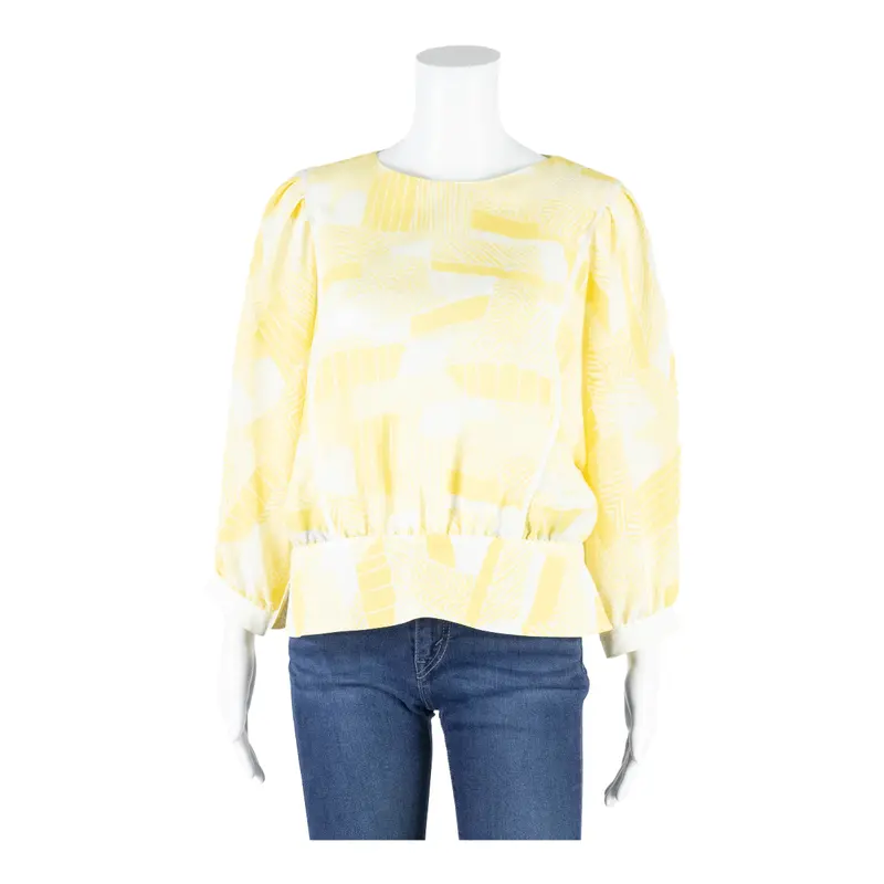 Sommermann Womens Blouse Yellow Long Sleeve Crazy Pattern M 1