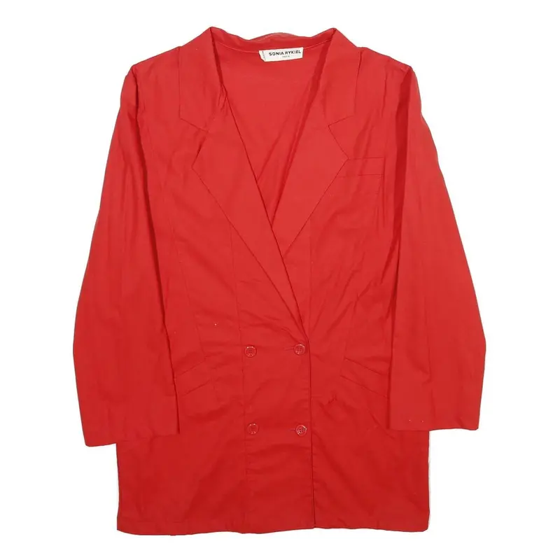 Sonia Rykiel Womens Red Jacket L Woven Button Classic Elegant Lightweight 1