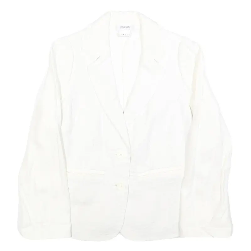 Sonia Rykiel Womens White Linen Button Jacket S Plain Elegant Classic Tailored 1