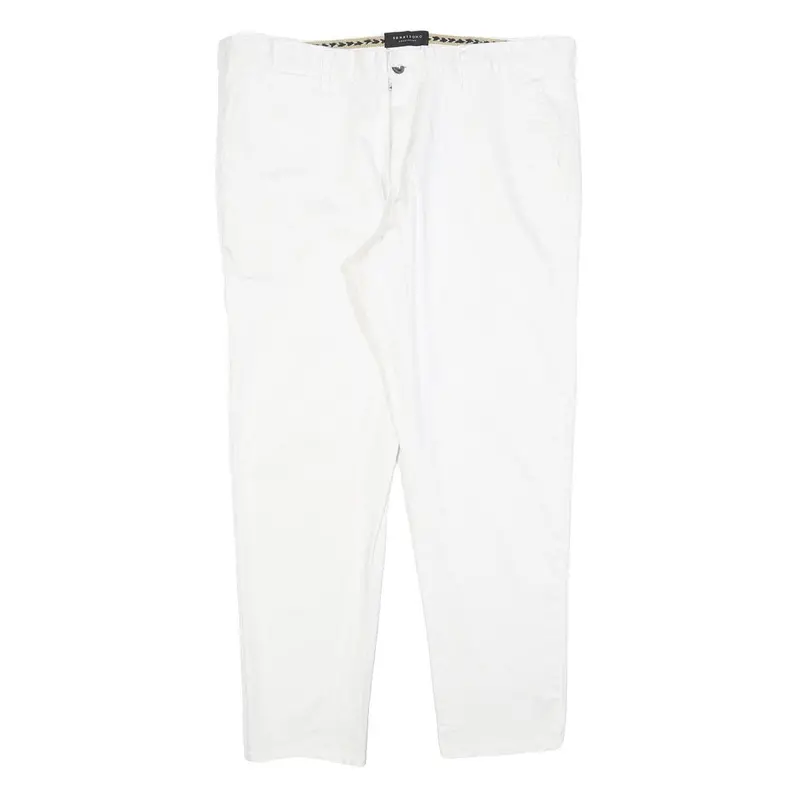 Sonny Bono Womens Cotton Blend White Slim Trousers W34 L27 Casual Zip Fit 1