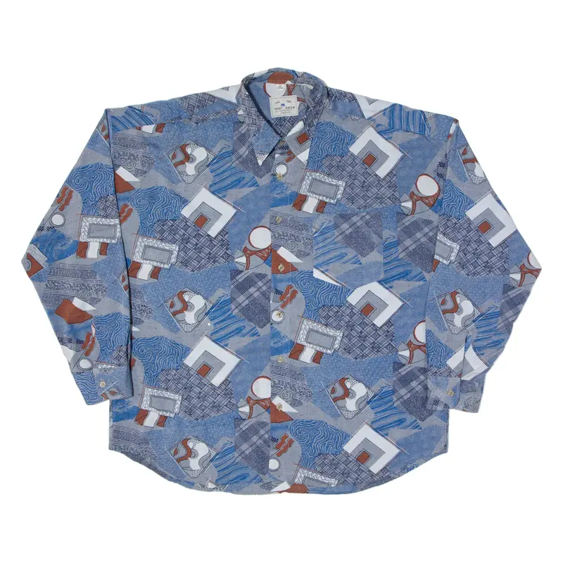 Southwest Company Mens Shirt Blue Crazy Pattern Long Sleeve Xl 1