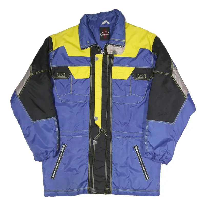 Speedway Mens Blue & Yellow Colourblock Jacket M Polyester Casual Zip Pockets 1