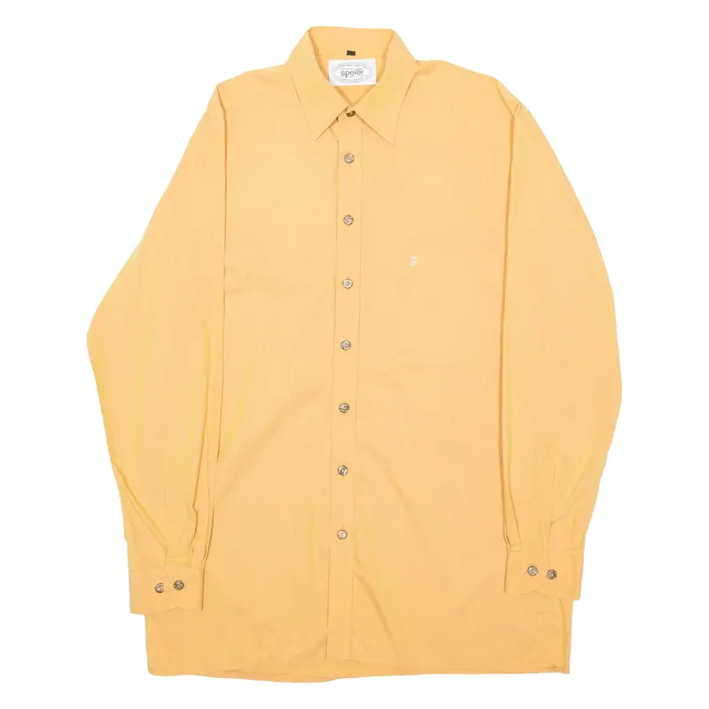Speier Mens Plain Shirt Orange Long Sleeve M 1