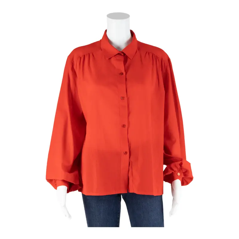 Spengler Mode Womens Shirt Red Collared Long Sleeve L 1