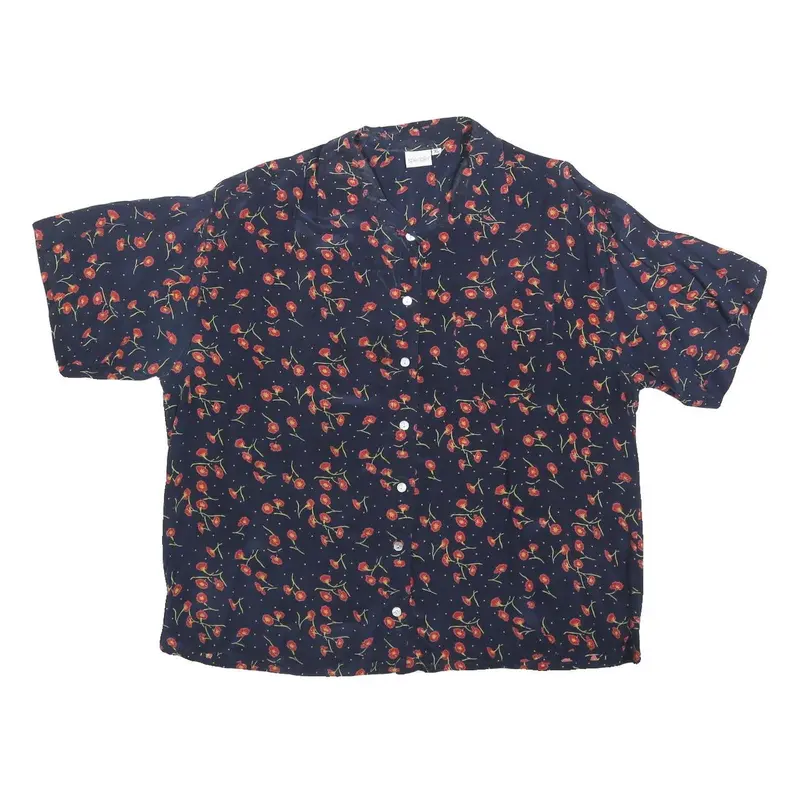 Spengler Womens Navy & Red Floral Shirt Xl Casual Button Front Relaxed Fit 1