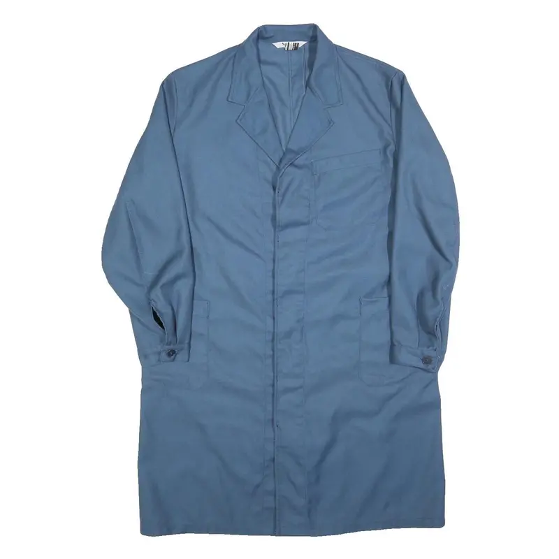Spilag Mens Blue Cotton Long Sleeve Button Jacket Size L Classic Workwear Plain 1