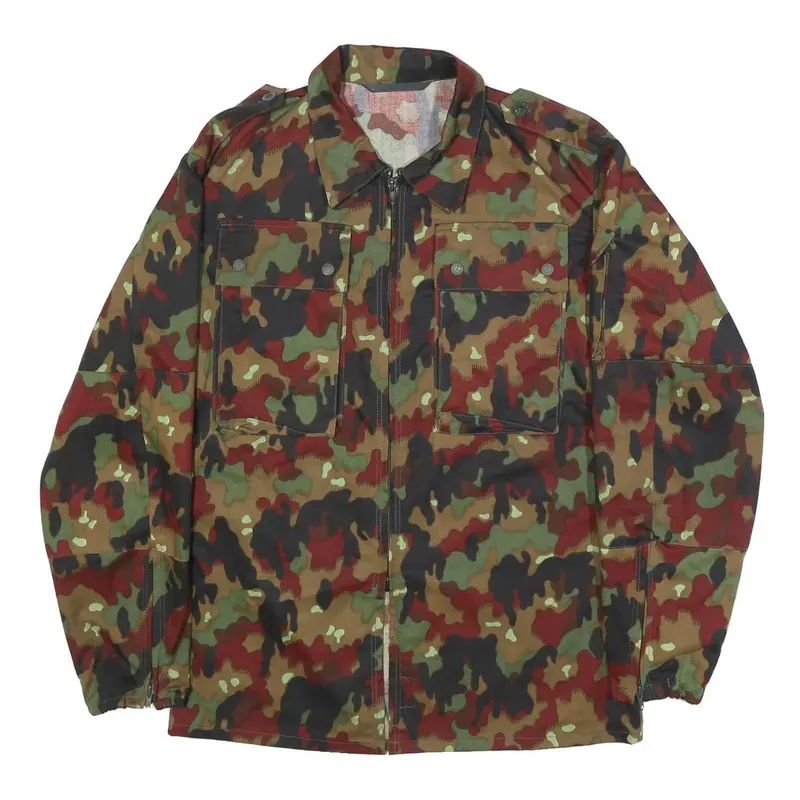Spilag Mens Green & Brown Camouflage Cotton Blend Jacket M Zip Military Style 1