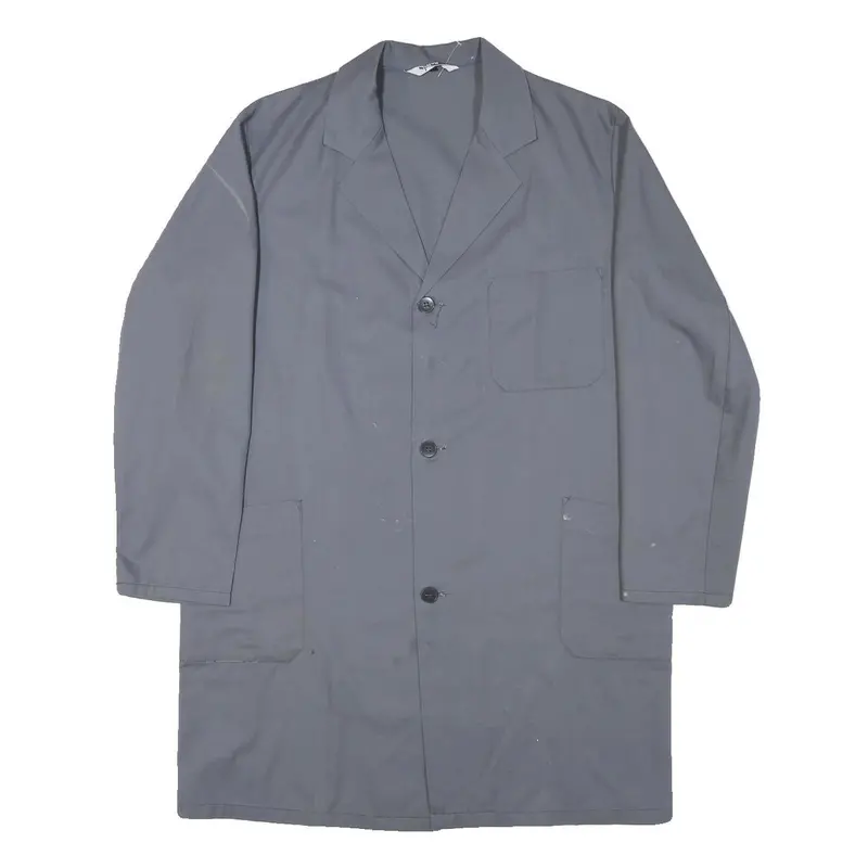 Spilag Mens Grey Workwear Button Jacket L Cotton Blend Plain Casual 1