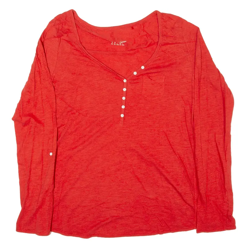 Spirit Womens T-Shirt Orange Long Sleeve Button Neck M 1