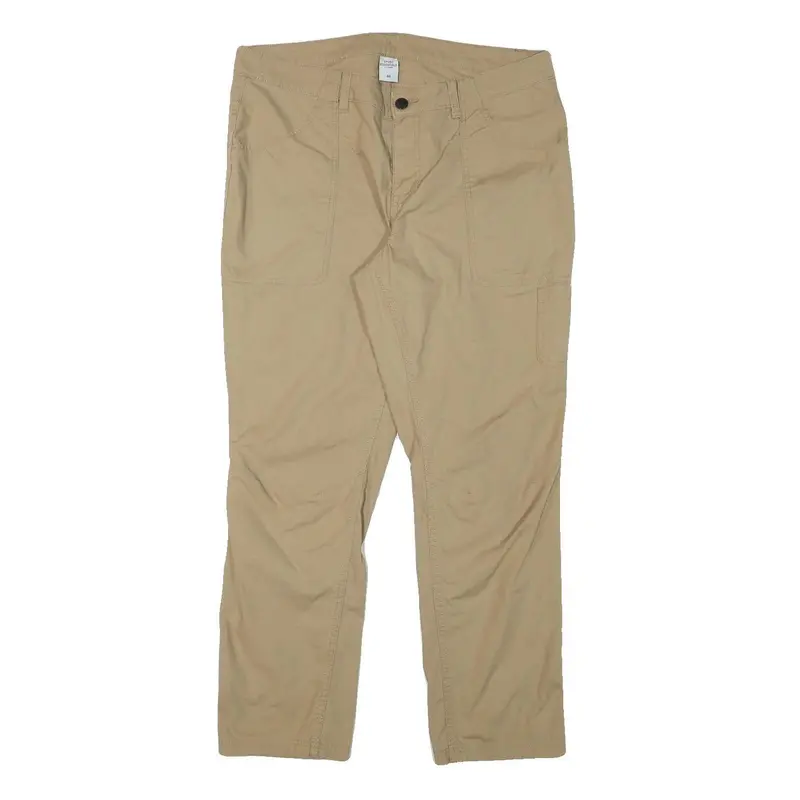 Sport Essential Mens Cotton Blend Beige Regular Fit Trousers W37 L30 Casual Zip 1