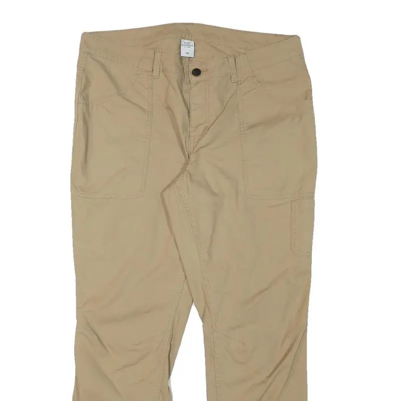 Sport Essential Mens Cotton Blend Beige Regular Fit Trousers W37 L30 Casual Zip 2