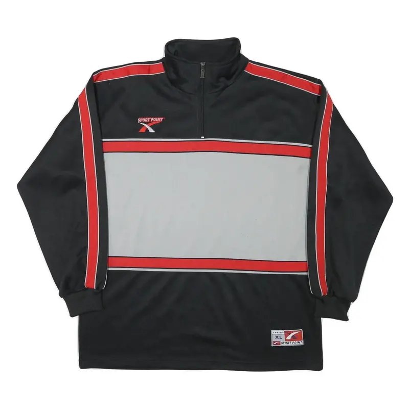 Sport Point Mens Black & Grey Zip Neck Xl Polyester Blend Sweatshirt Sportswear 1