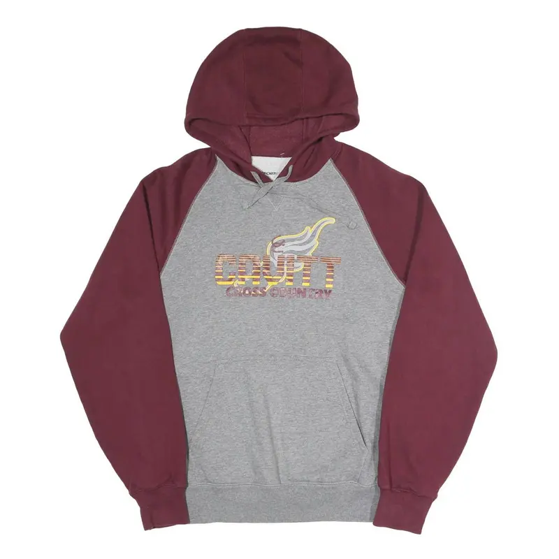 Sport-Tek Mens Grey & Maroon Cross Country Pullover Hoodie M Cotton Blend 1