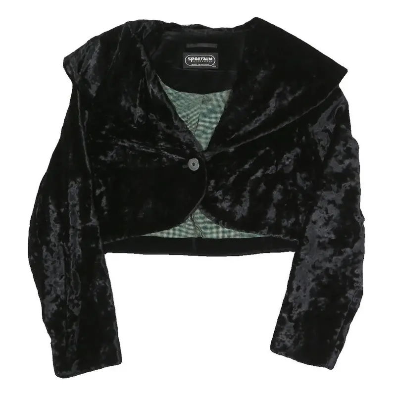 Sportalm Womens Black Velvet Blazer Tailored Jacket M Polyester Blend Button 1