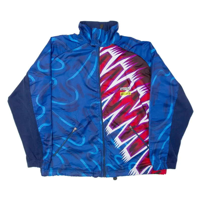 Sportful Fleece Lined Mens Track Jacket Blue Geometric 2Xl 1