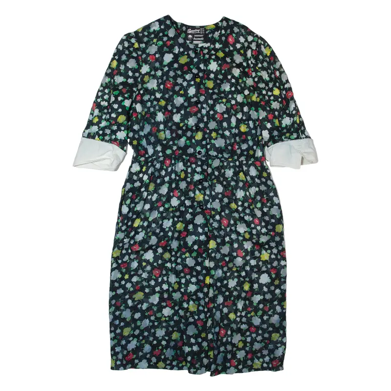 Sporting Dress Sheer Womens Pencil Dress Black 90S Floral Midi Uk 12 1