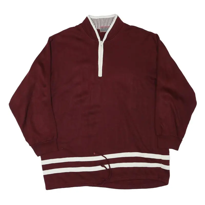 Sporting Mens Maroon Collared L Quarter Zip Sweatshirt With White Stripes 1
