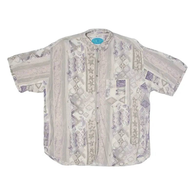 Sportiv Island Mens Shirt Beige Viscose Crazy Pattern Xl 1