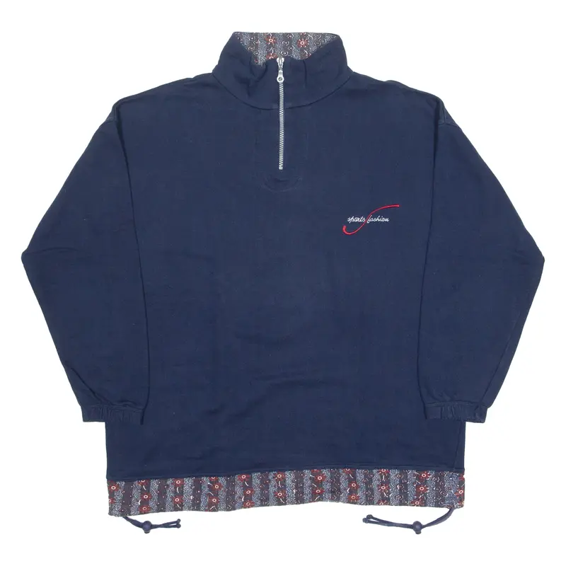 Sports Fashion Womens Sweatshirt Blue 1/4 Zip L 1