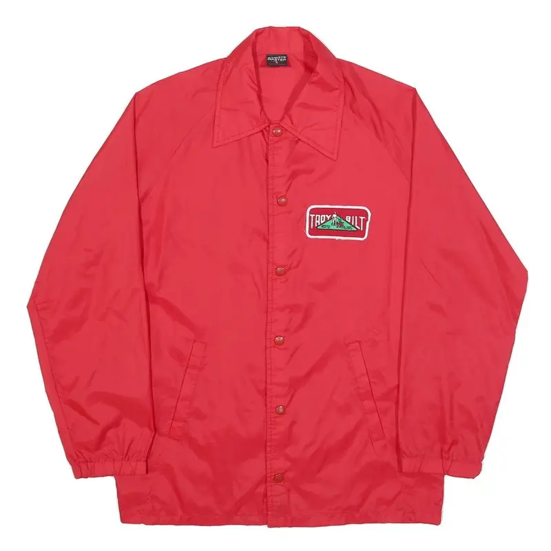 Sports Master Mens Red Nylon Button Jacket S Plain Lightweight Casual Outerwear 1