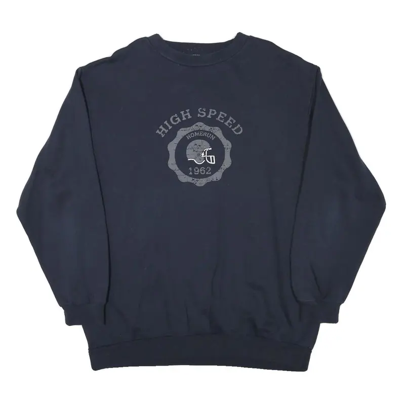 Sportswear Mens Navy Blue High Speed Graphic Crew Neck Sweatshirt M Cotton Blend 1
