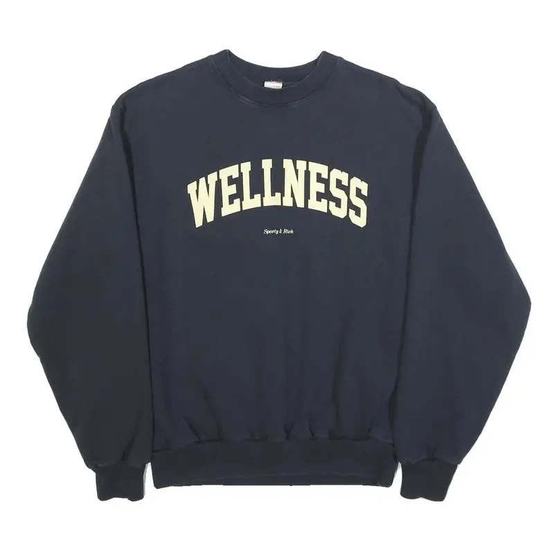Sporty & Rich Womens Navy Blue Wellness Crew Neck S Sweatshirt Cotton Blend 1