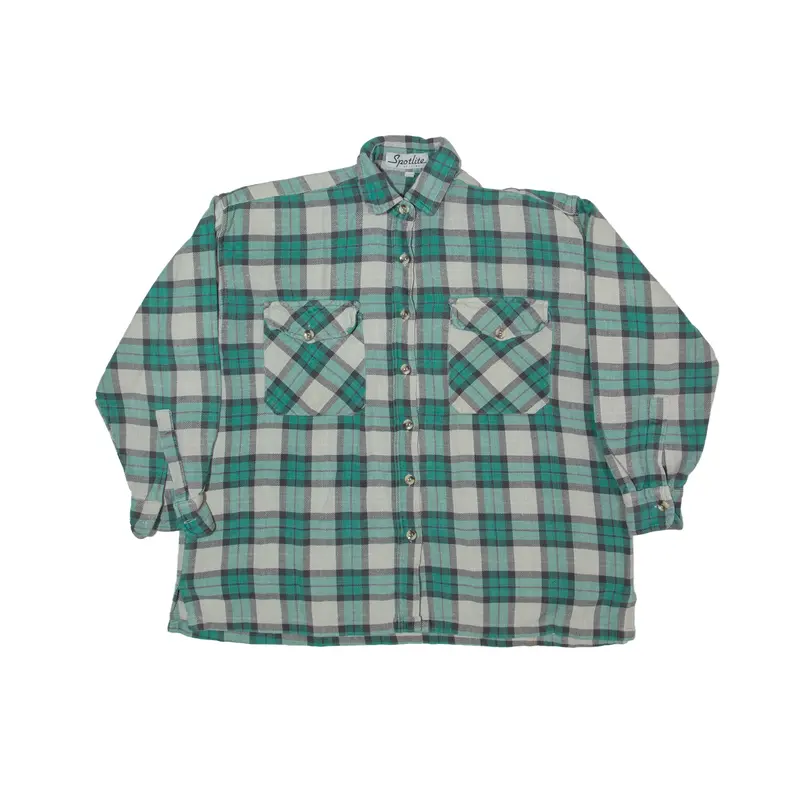 Spotlite Womens Shirt Green Check Long Sleeve L 1