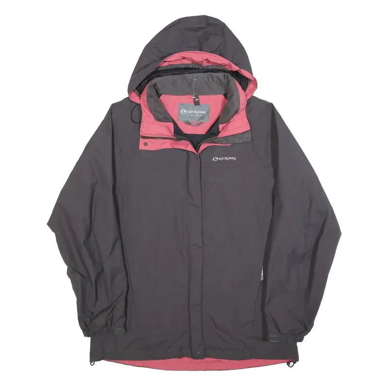 Sprayway Womens Grey & Pink Outdoor Jacket L Polyester Zip Hooded Plain 1