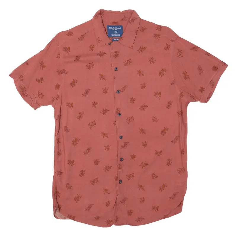 Springfield Mens Shirt Red Viscose Floral S 1