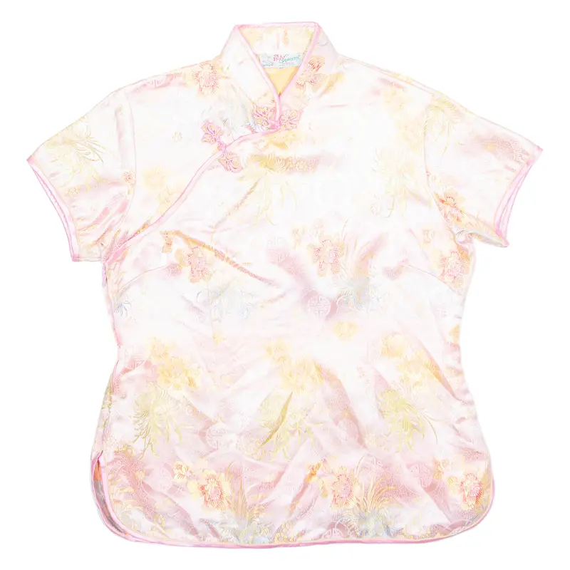 Squirrel Womens Printed Top Pink V-Neck Floral L 1
