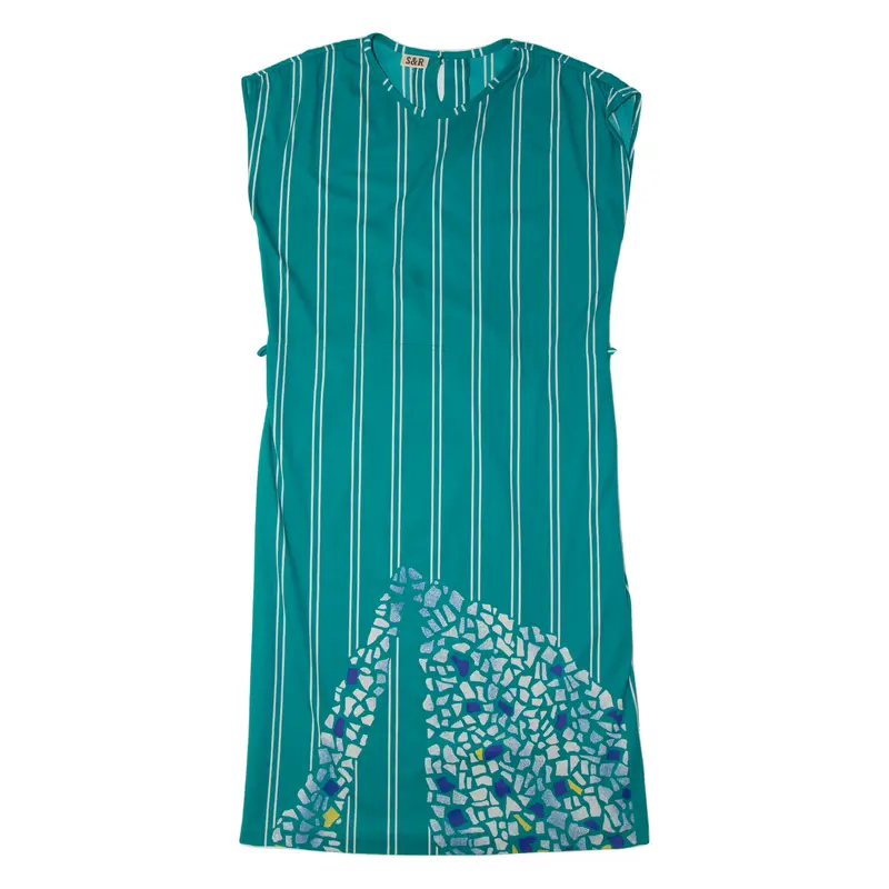S&R Womens A-Line Dress Blue Striped Sleeveless Midi L 1