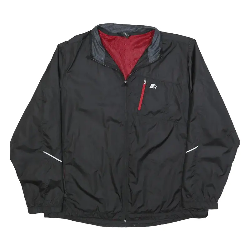 Starter Mens Black Polyester Zip Jacket Xl Lightweight Sports Casual 1