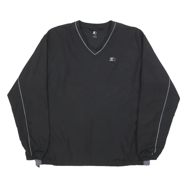 Starter Mens Black V-Neck L Sweatshirt Pullover Lightweight Polyester Sportswear 1
