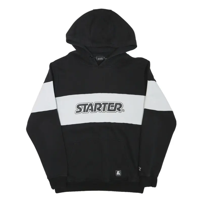 Starter Mens Black & White Colourblock Pullover Hoodie L Cotton Blend Casual 1