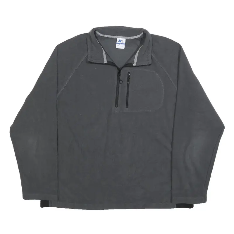 Starter Mens Grey Plain Full Zip Pullover Basic Knit L Sportswear Essentials 1