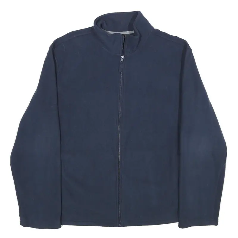 Starter Mens Navy Blue Jacket L Polyester Zip Plain Casual Outerwear 1
