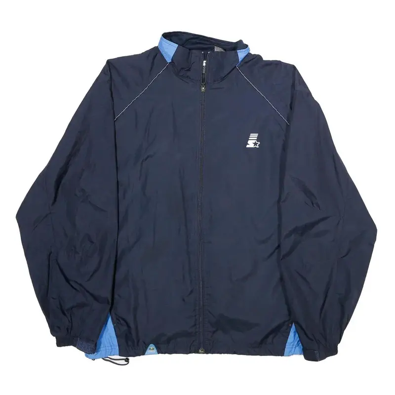 Starter Mens Navy Blue Sports Zip Polyester Jacket M Lightweight Athletic 1
