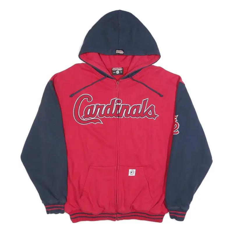 Stitches Mens Red & Navy Cardinals Zip Hoodie Jacket L Cotton Blend Casual 1