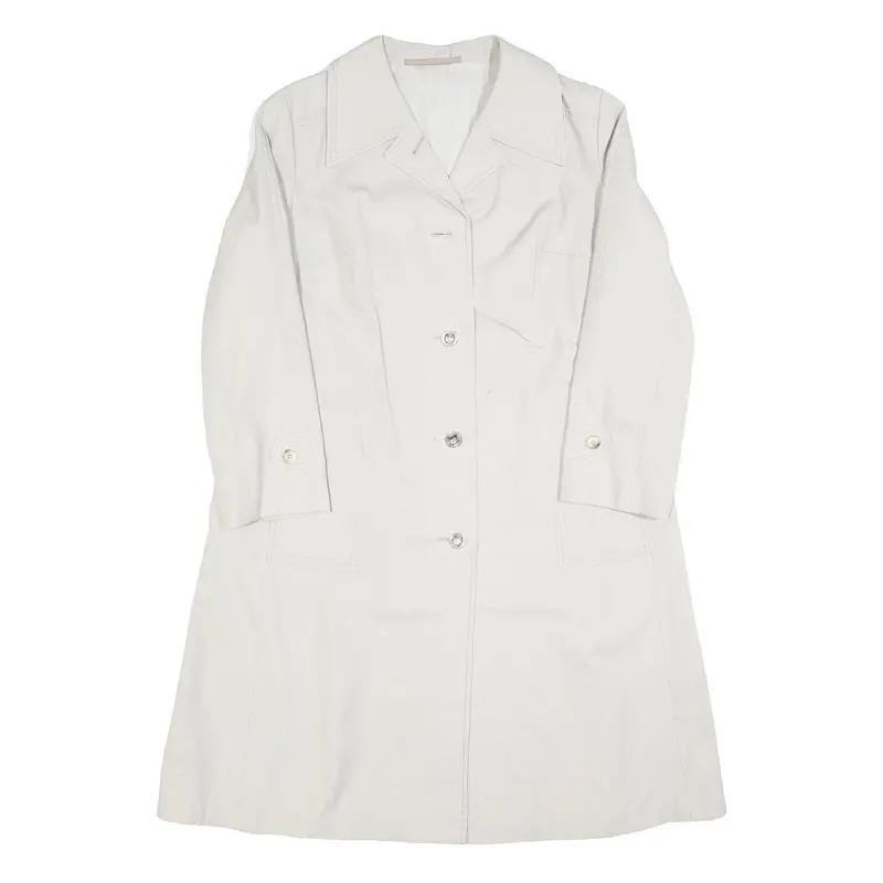 Stoffels Womens White Button Cotton Blend Jacket M Classic Plain Button Closure 1