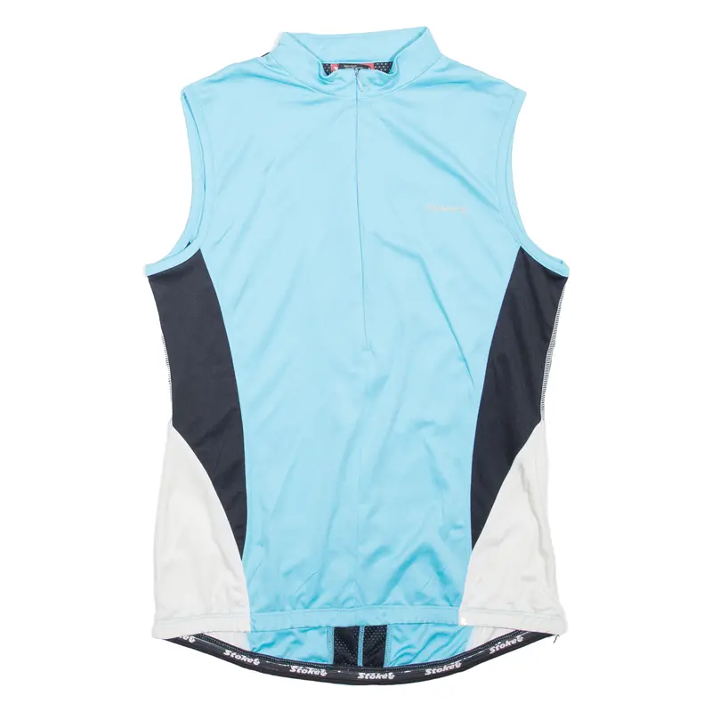 Stoke Cycling Shirt Mens Jersey Blue Sleeveless 1/4 Zip M 1