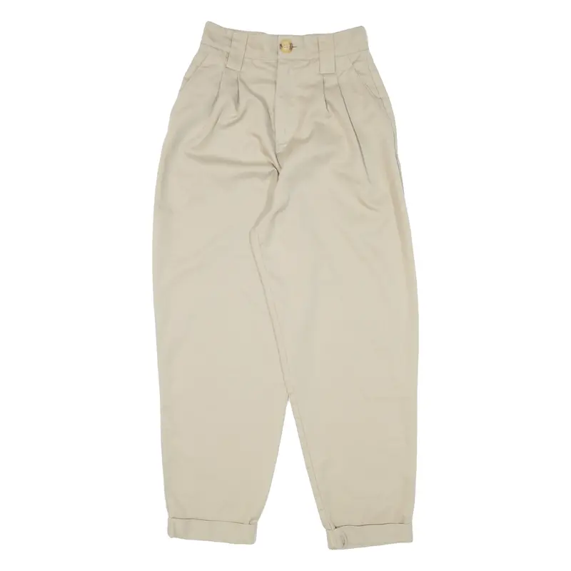 Str Pleated Womens Trousers Beige Relaxed Tapered W24 L25 1