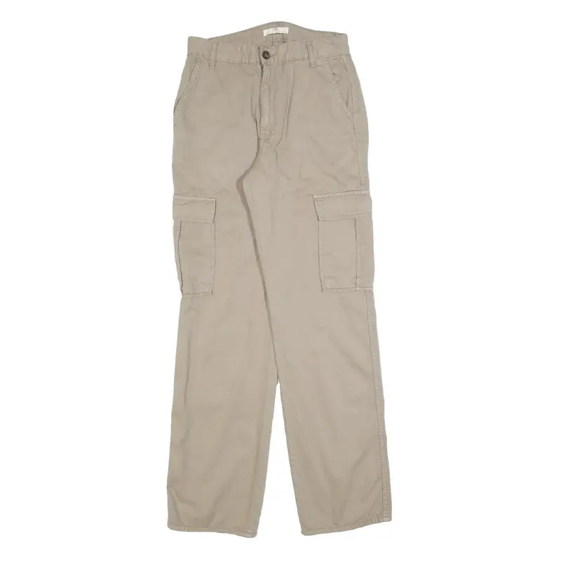 Str Womens Regular Beige Cargo Trousers Cotton Blend W28 L32 Casual Zip 1