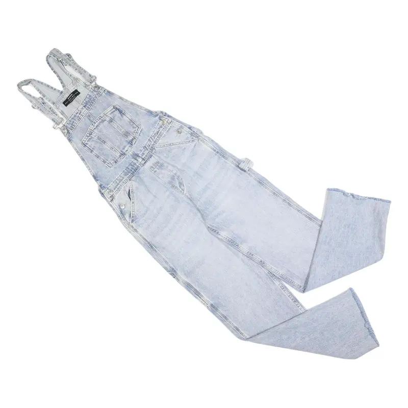 Stradivarious Womens Blue Denim Classic Cotton Blend Dungarees Uk 6 W26 L30 1