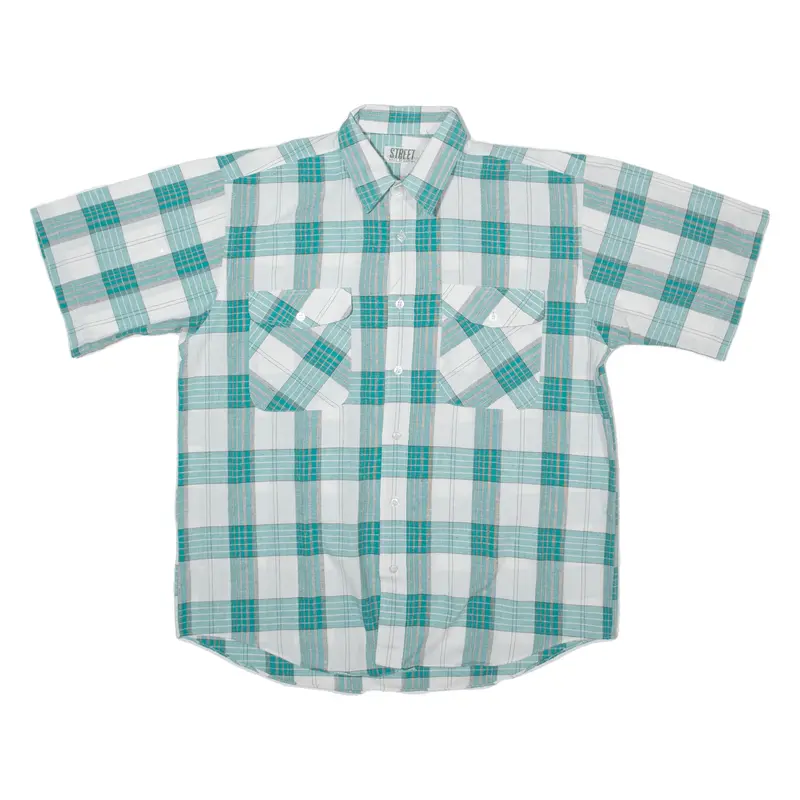 Street Mens Shirt Green Check L 1