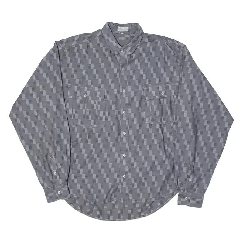 Street Mens Shirt Grey Geometric Long Sleeve M 1