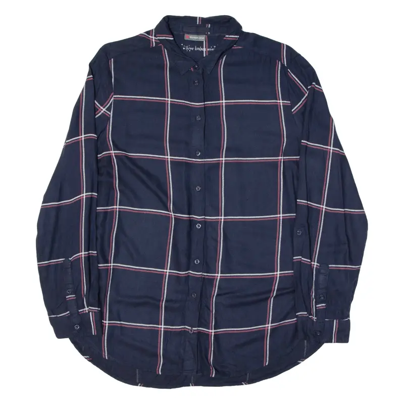Street One Womens Shirt Blue Viscose Check Long Sleeve Uk 18 1